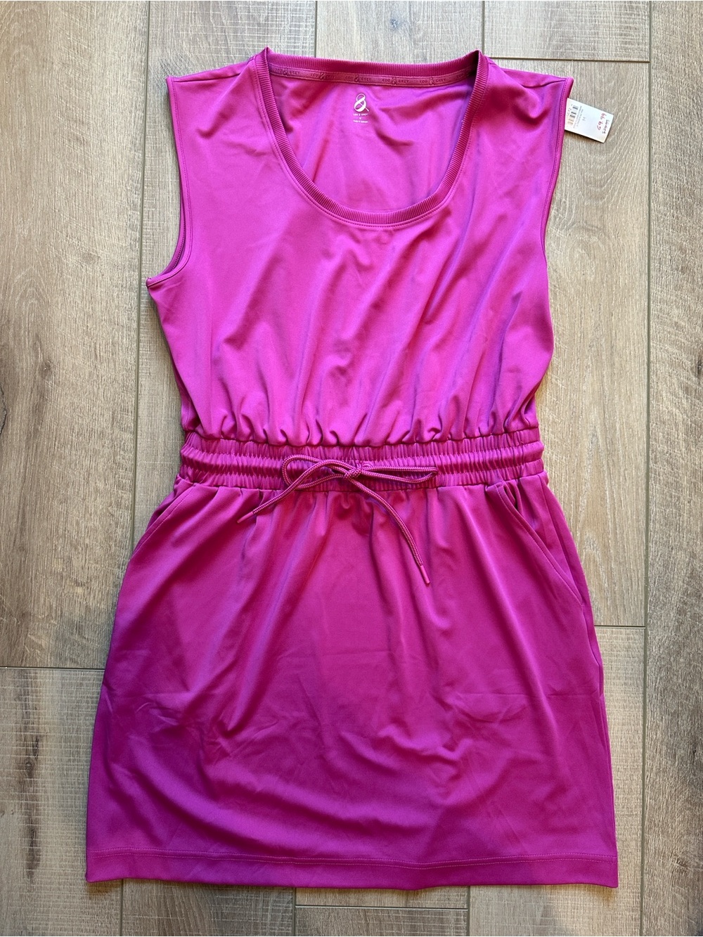 Lou & Grey Bright Pink Sleeveless Dress with Drawstring Waist